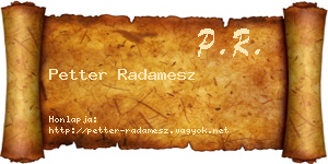 Petter Radamesz névjegykártya